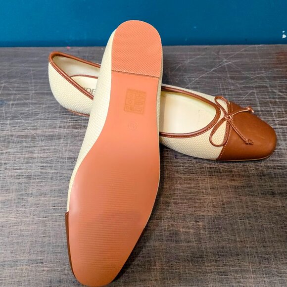 Cider Size 10 (41) BOWKNOT TWO-TONE FAUX LEATHER MARY JANE FLATS - Picture 3 of 4